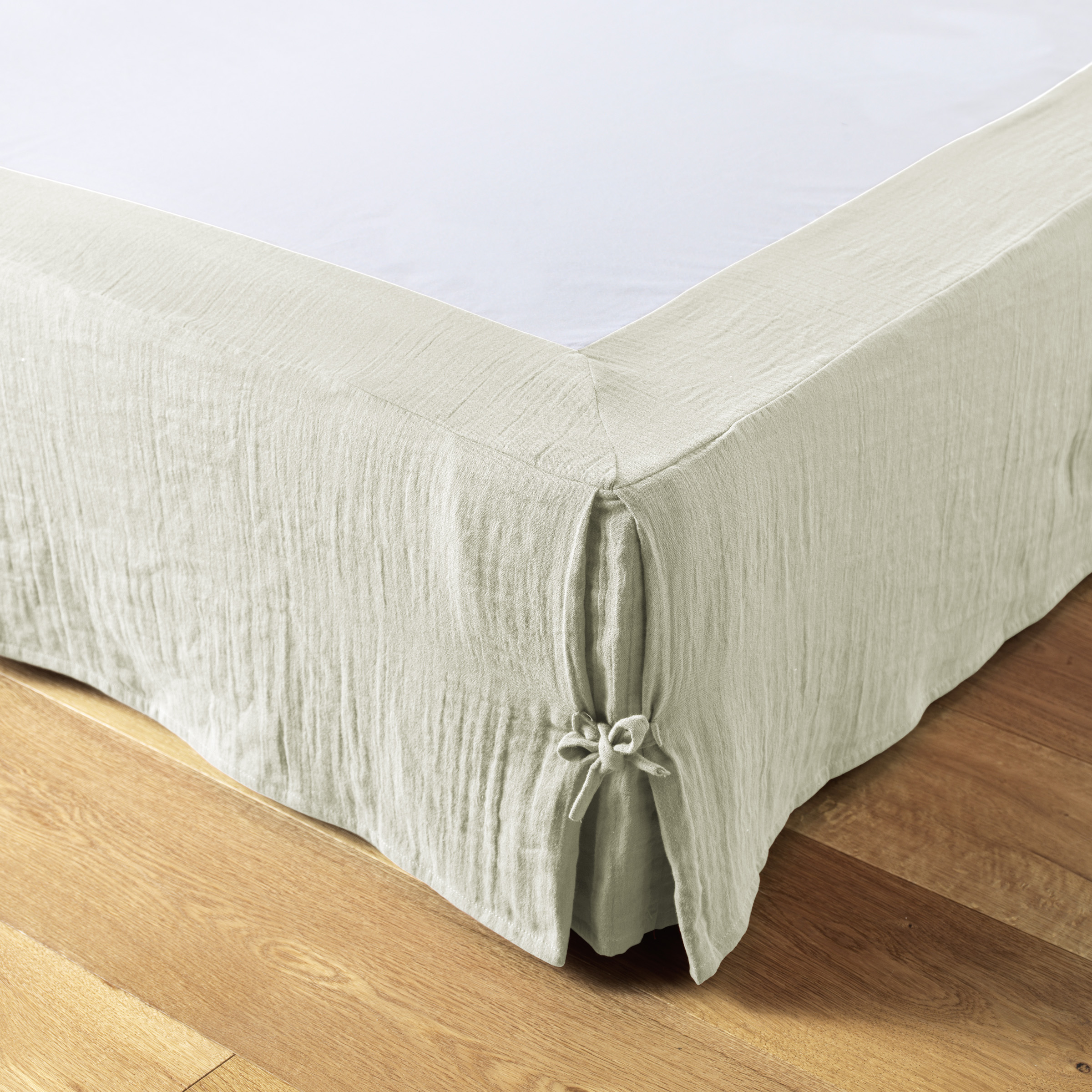 Bed skirt cotton gauze 90 x 190 cm GAÏA Vert d'eau (light green)